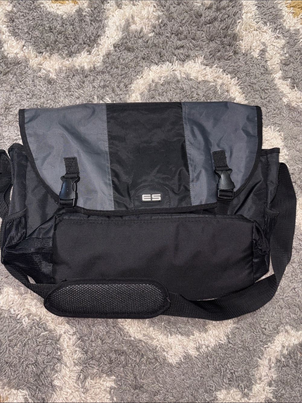 Black and Gray Messenger Bag for Men